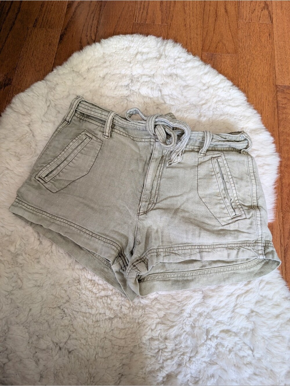 American Eagle Linen Blend Shorts Green 0